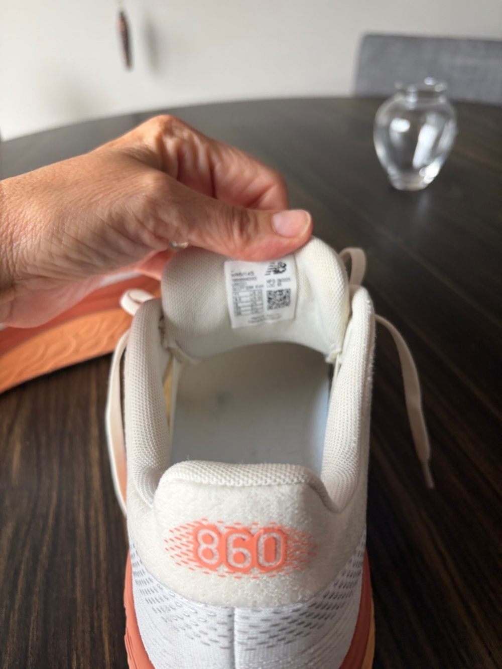 New Balance Women's Athletic Sneakers in White and Coral - Picture 5 of 8